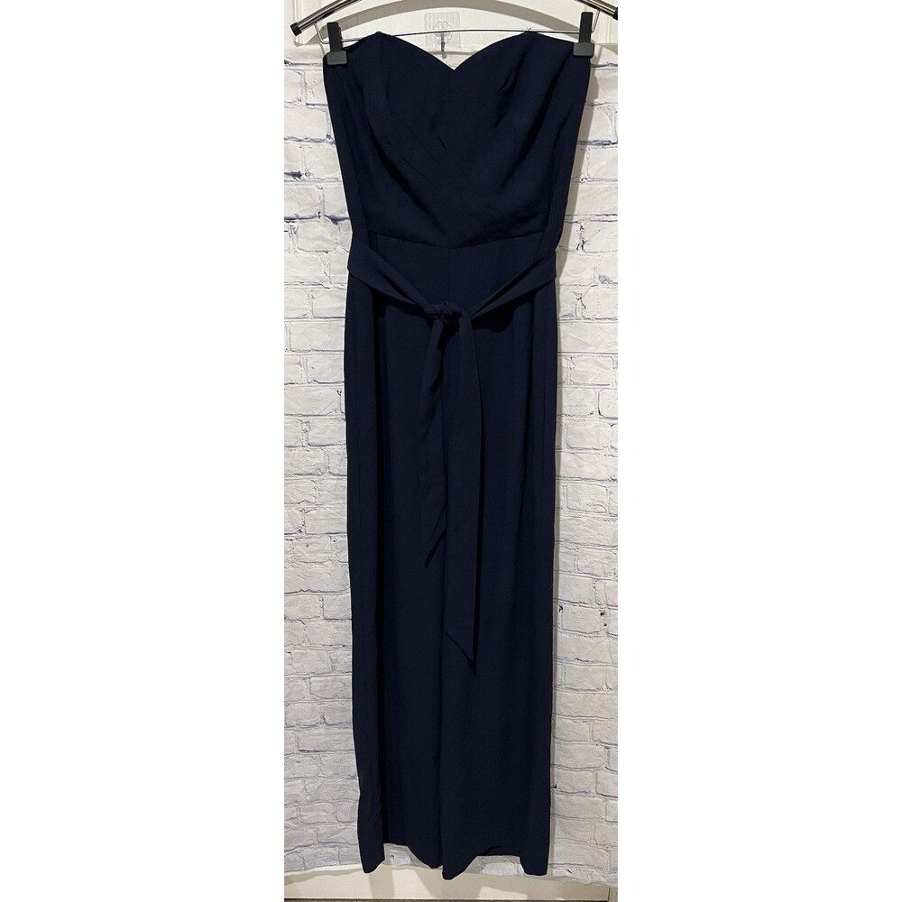 Lilly Pulitzer Kylo Strapless Belted Jumpsuit Wide Leg Navy Blue 8 Nwt $218 - Picture 3 of 9
